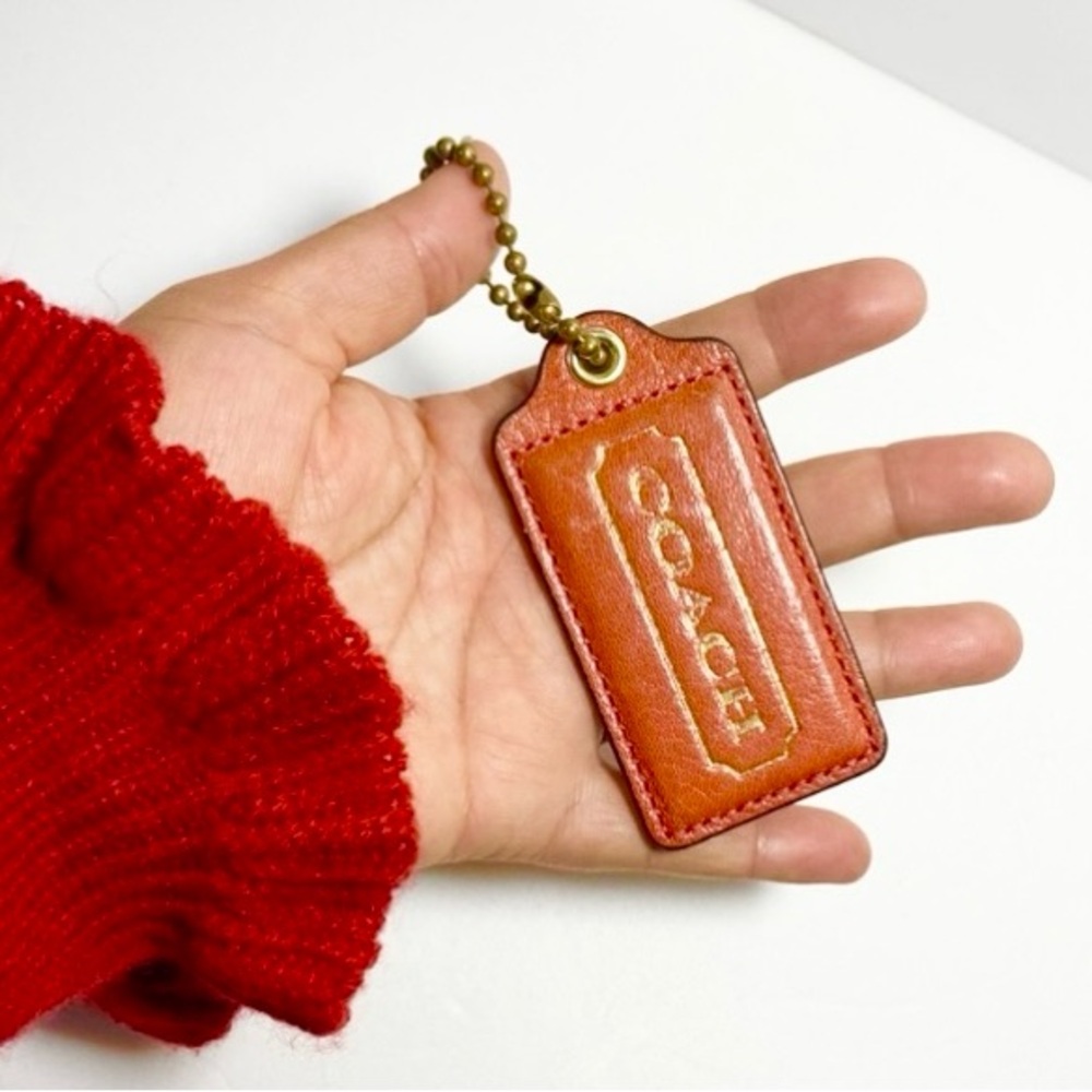 Lg Coach Hangtag Orange Leather 3.5”x1.5”
